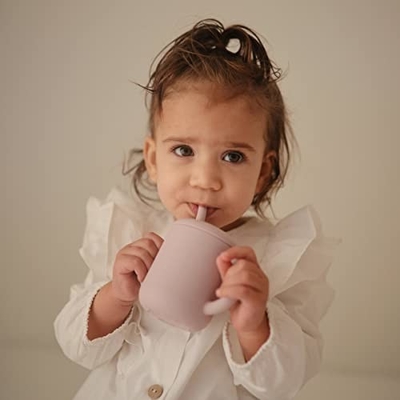 Leakproof φλυτζάνι Sippy μωρών μη ολίσθησης σιλικόνης με το άχυρο για τη σίτιση