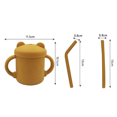 Leakproof φλυτζάνι Sippy μωρών μη ολίσθησης σιλικόνης με το άχυρο για τη σίτιση